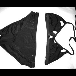 PINK black bikini with crystal details